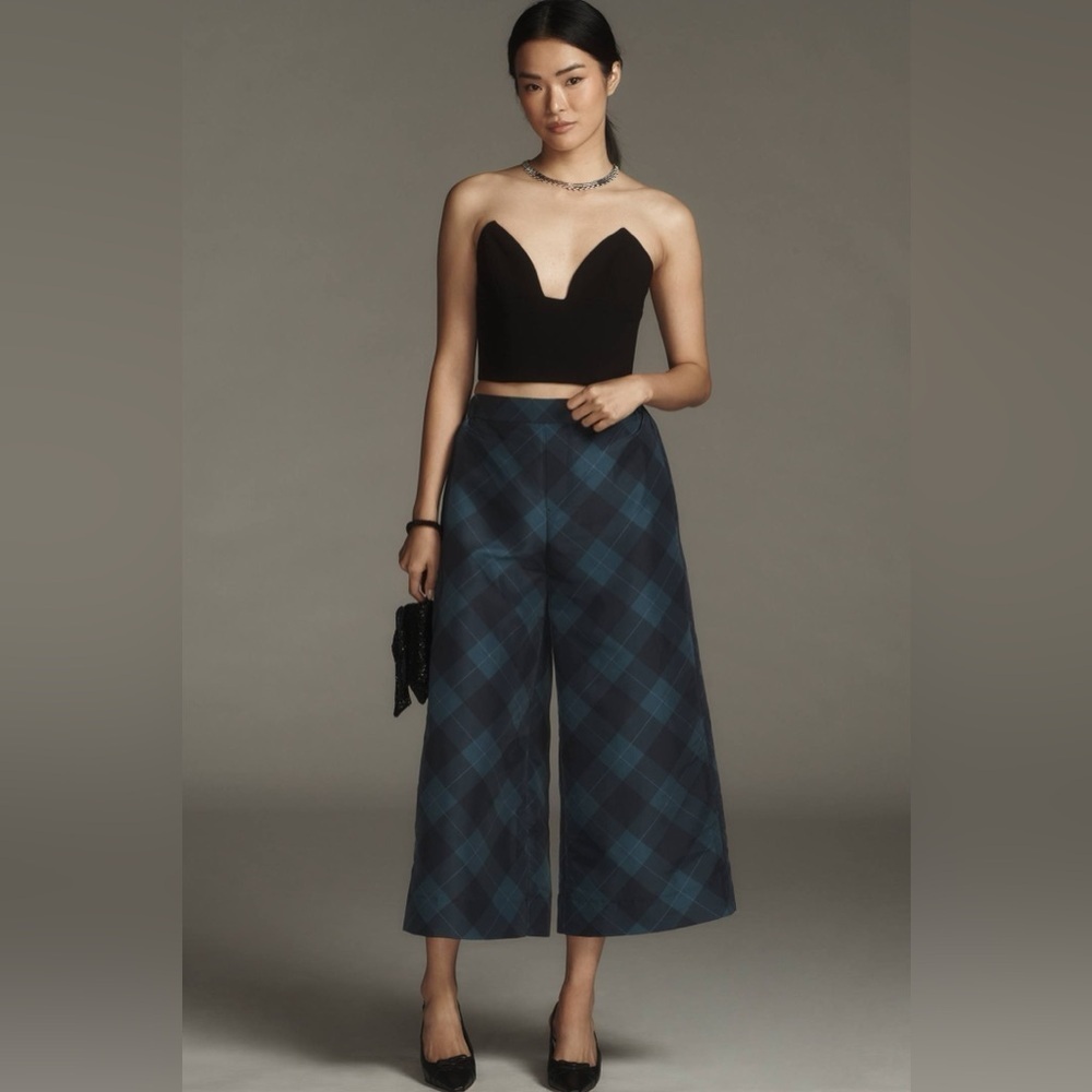 NWT Maeve Taffeta Printed Cropped
Wide-Leg Pants